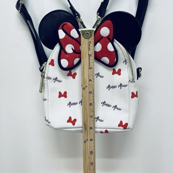 Loungefly Disney Mini Purse/Bag Pack  Minnie Mouse Signature Ears White Stripped - Picture 4 of 12
